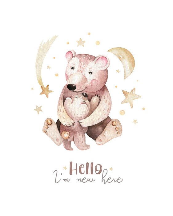 Poster  Deux ours câlins parmi les étoiles