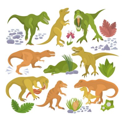 Poster  Dinosaures colorés dans différentes poses