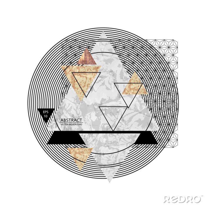 Poster  Disque vinyl abstrait avec triangles