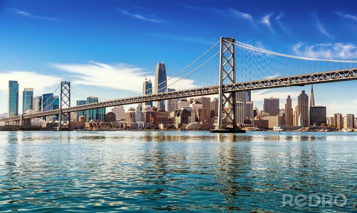 Poster  Downtown San Francisco et Oakland Bay Bridge sur une journée ensoleillée