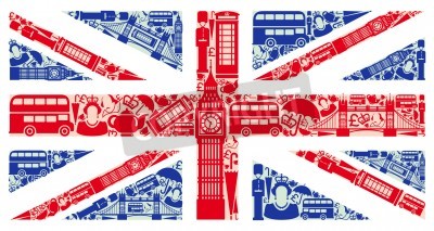 Poster  Drapeau avec symboles de Londres