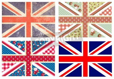 Poster  Drapeaux de collage de Londres dans un style vintage