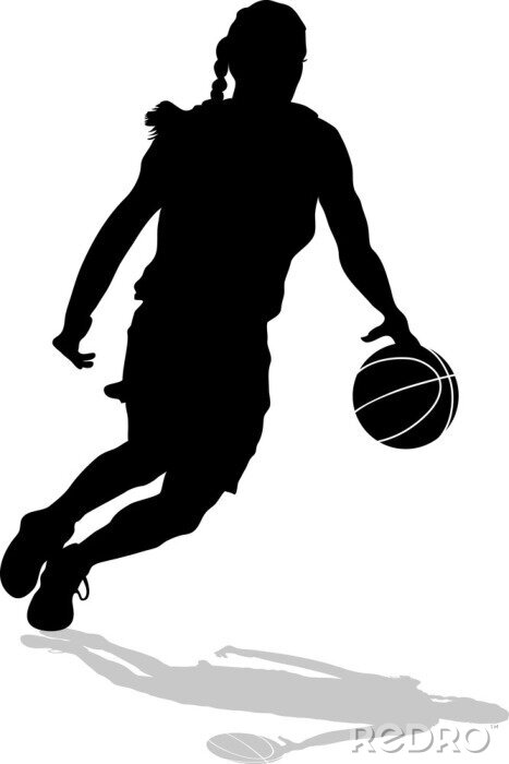 Poster  Dribbler Silhouette Femme Joueur de basket