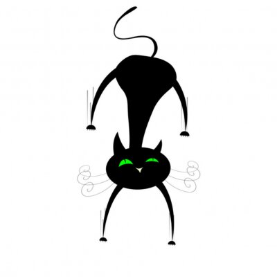drôle de chat noir illustration
