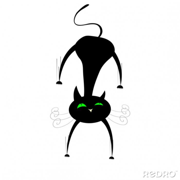 Poster  drôle de chat noir illustration