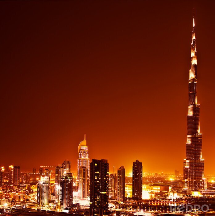 Poster  Dubai centre-ville au coucher du soleil