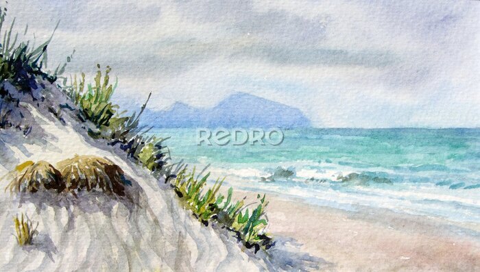 Poster  Dunes de bord de mer dans le style aquarelle