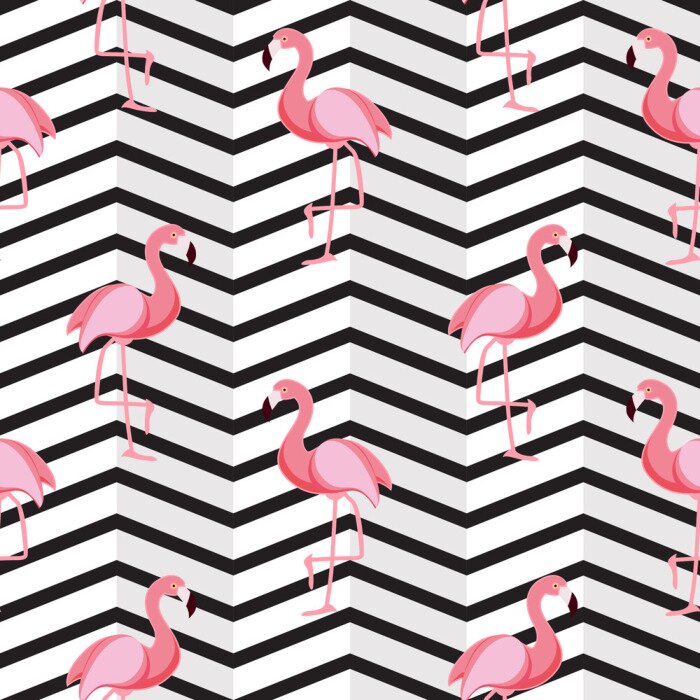 Poster  Effet tridimensionnel avec des flamants roses