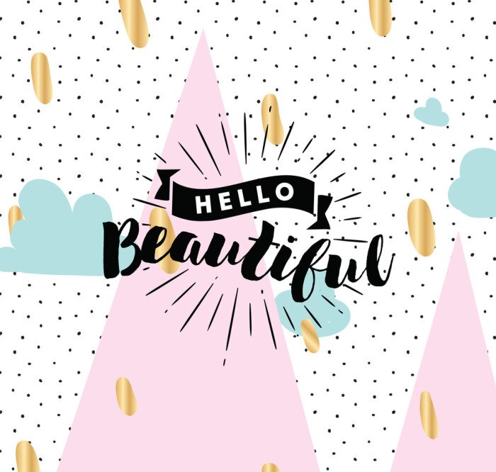 Poster  Éléments colorés et lettrage