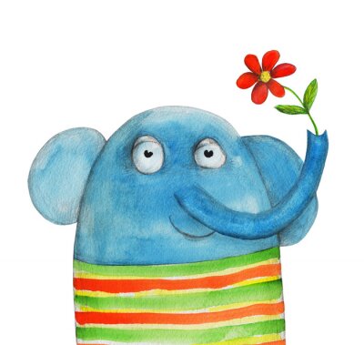 Poster  Éléphant coloré à l'aquarelle
