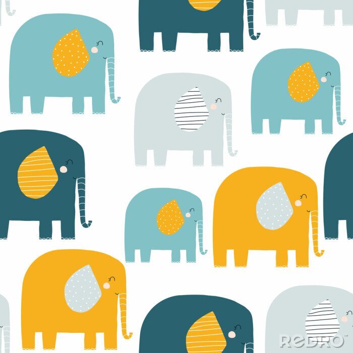 Poster  Éléphants à pois et rayures