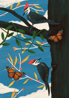Poster  Environnement d'oiseau sur l'arbre