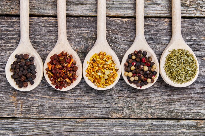 Poster  Épices, bois, cuillères