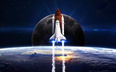 Poster  Espace NASA envoyant un vaisseau spatial