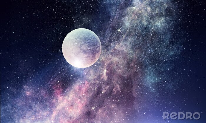 Poster  Espace planètes dans le ciel noir