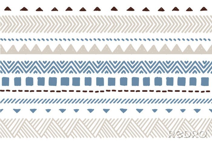 Poster  Ethnic vector seamless pattern. Tribal geometric background, boho motif, maya, aztec ornament illustration. mexican textile print texture