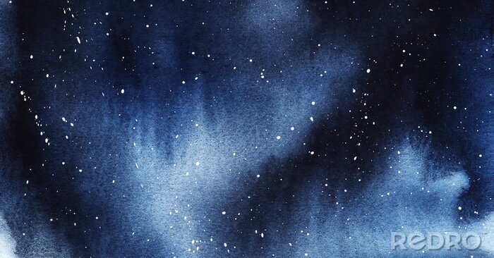 Poster  Étoiles dans l'ombre aquarelle du ciel nocturne
