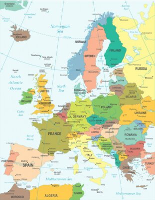 Europe map - très détaillée illustration vectorielle.