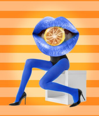 Poster  Exceptionnel collage bleu et orange