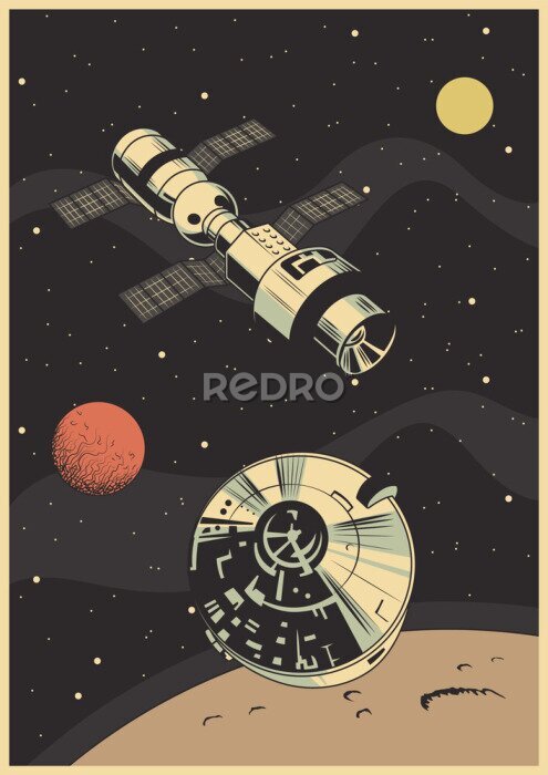 Poster  Exploration lunaire rétro