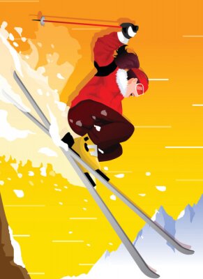 Poster  Faible angle de vue d'une femme de ski