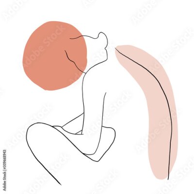 Femme assise à l'envers dessinée d'un trait