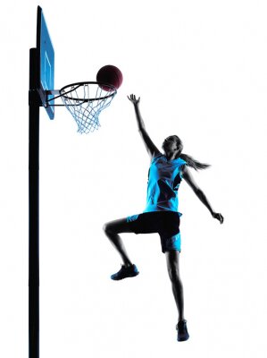 Poster  Femme, basket-ball, joueur, silhouette