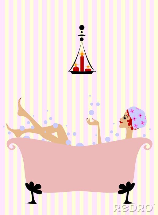 Poster  Femme dans la baignoire SPA à la maison