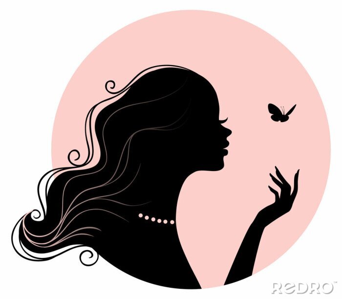 Poster  Femme de beauté avec le papillon
