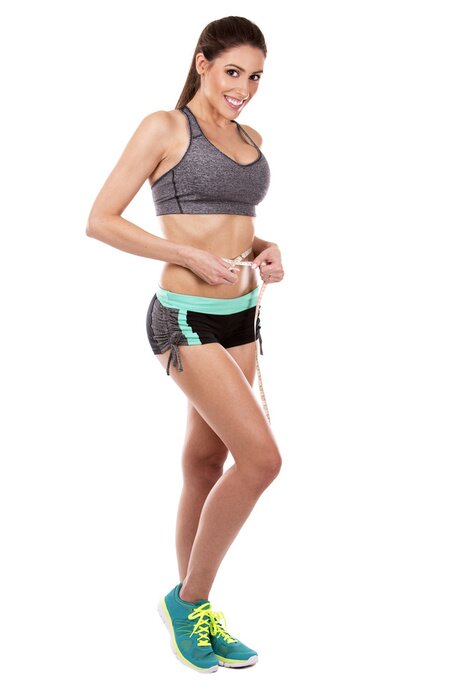 Poster  Femme de fitness sur fond blanc