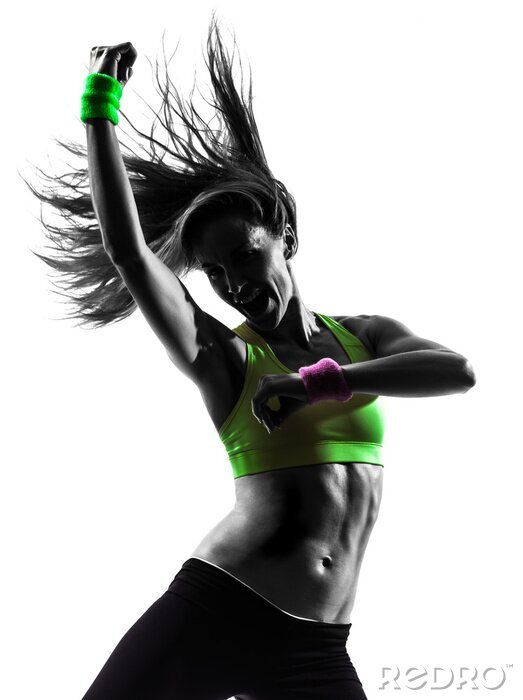 Poster  femme de remise en forme exercice danse zumba silhouette