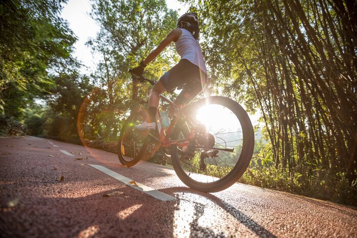 Poster  Femme faisant du vélo dans le parc