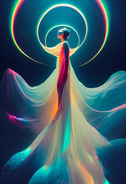 Poster  Femme magique en robe blanche