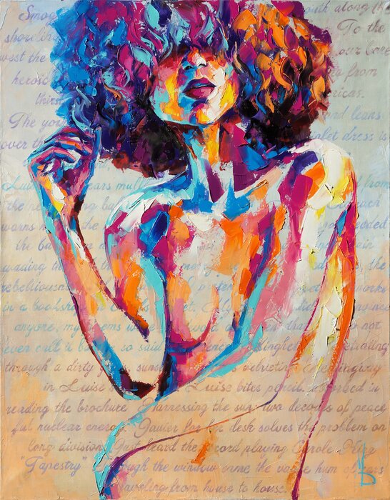 Poster  Femme nue sur une feuille de papier