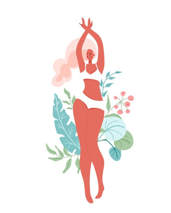 Poster  Femme souriante en sous-vêtements blancs