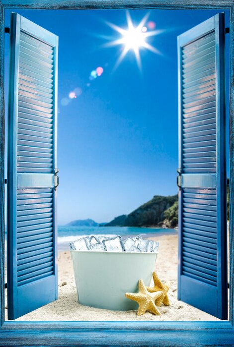 Poster  Fenêtre donnant sur la plage