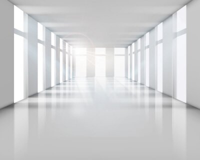 Papier peint  Fenêtres dans un tunnel blanc