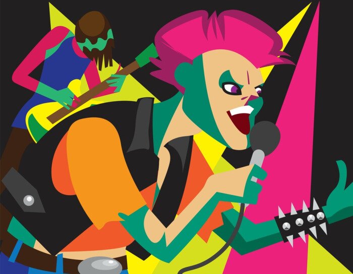 Poster  Festival de musique punk / créatif et conceptuel. Groupe jouant de la musique punk rock.