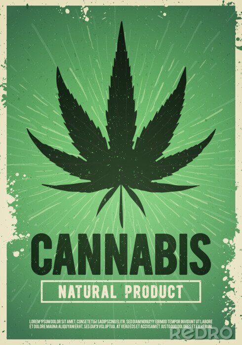 Poster  Feuille de cannabis sur fond grunge texturé