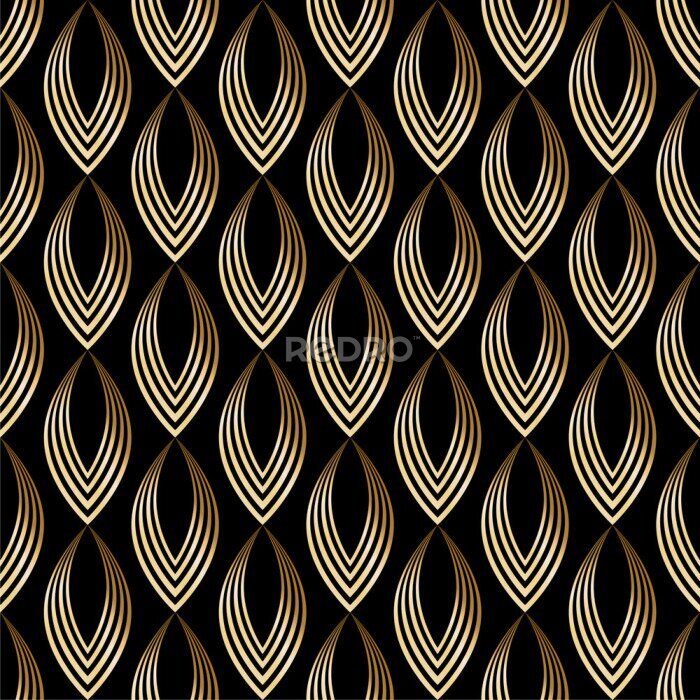 Poster  Feuilles abstraites sur fond noir