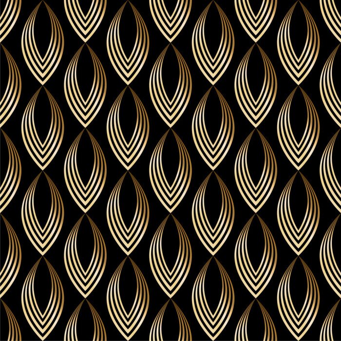 Poster  Feuilles abstraites sur fond noir