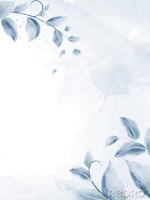 Poster  Feuilles bleues de plantes dans une esthétique subtile
