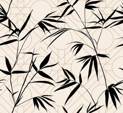 Poster  Feuilles de bambou de style rétro