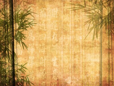 Feuilles de bambou sur fond de papier