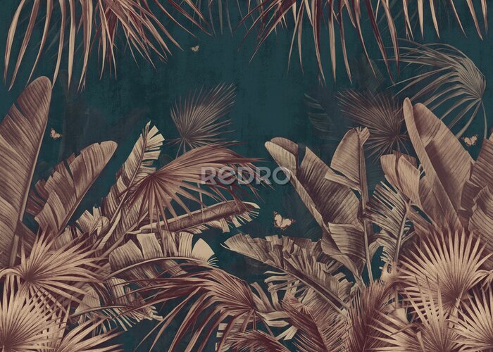 Poster  Feuilles de cuivre de plantes tropicales