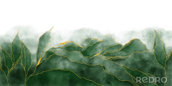 Poster  Feuilles de marbre vertes