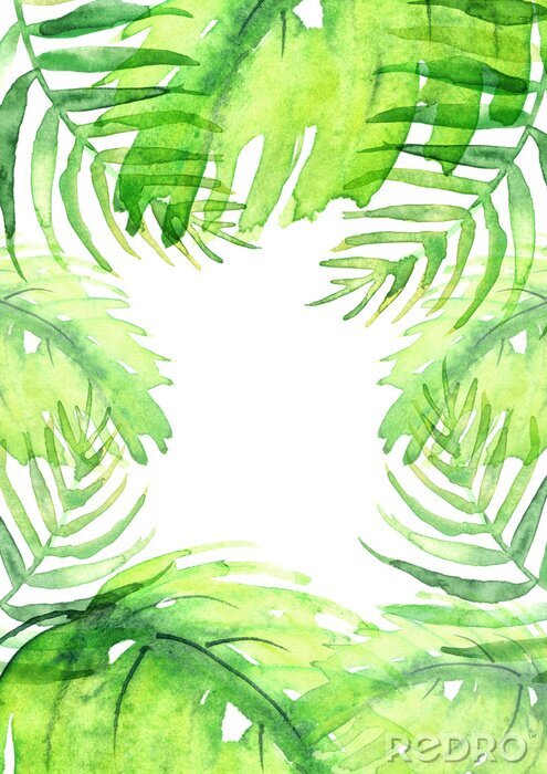 Poster  Feuilles de palmier aux contours flous