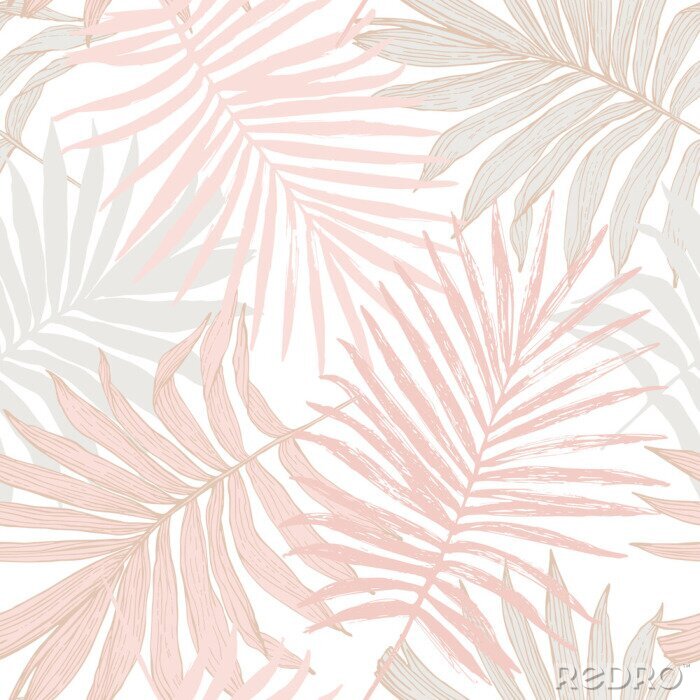 Poster  Feuilles tropicales aux couleurs pastel