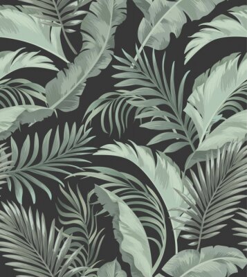 Poster  Feuilles tropicales d'un vert tamisé