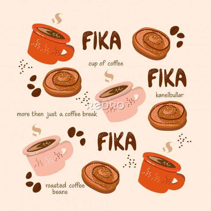 Poster  fika au café suédois